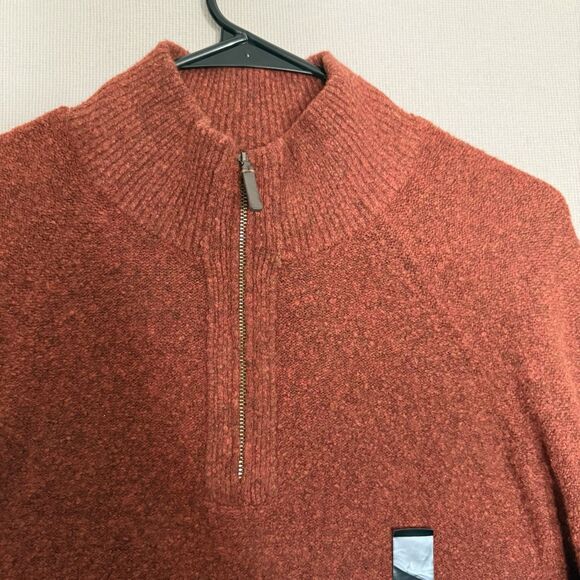 Banana Republic 1/4 Zip Sweater Large Red Mens Cotton Wool Preppy Academia New - Picture 3 of 10